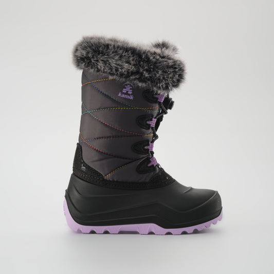 Charcoal-Purple : Snowangel Kids Winter Boots - Side View
