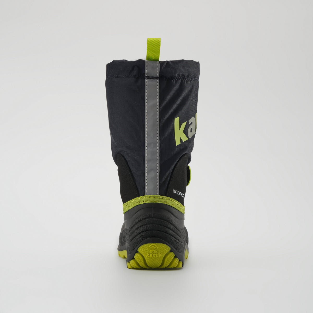 Black-Green : Waterbug 5 Kids Winter Boots - Back View