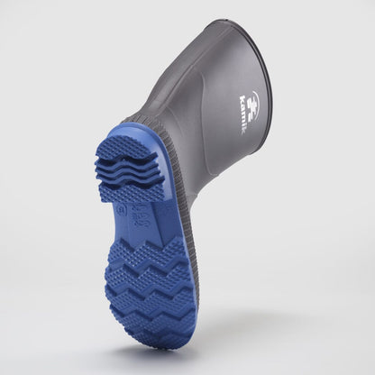 Charcoal-Blue : Stomp Kids' Rain Boots - Outsole View
