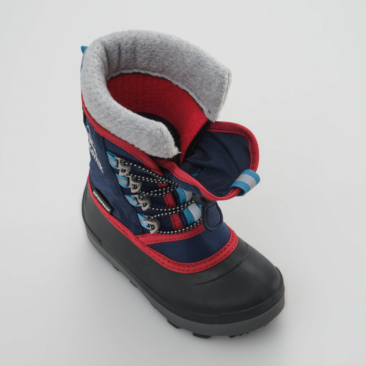 Navy : Cascade Kids Winter Boots - Three-Quarter Top View