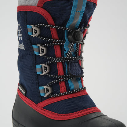 Navy : Cascade Kids Winter Boots - Laces View