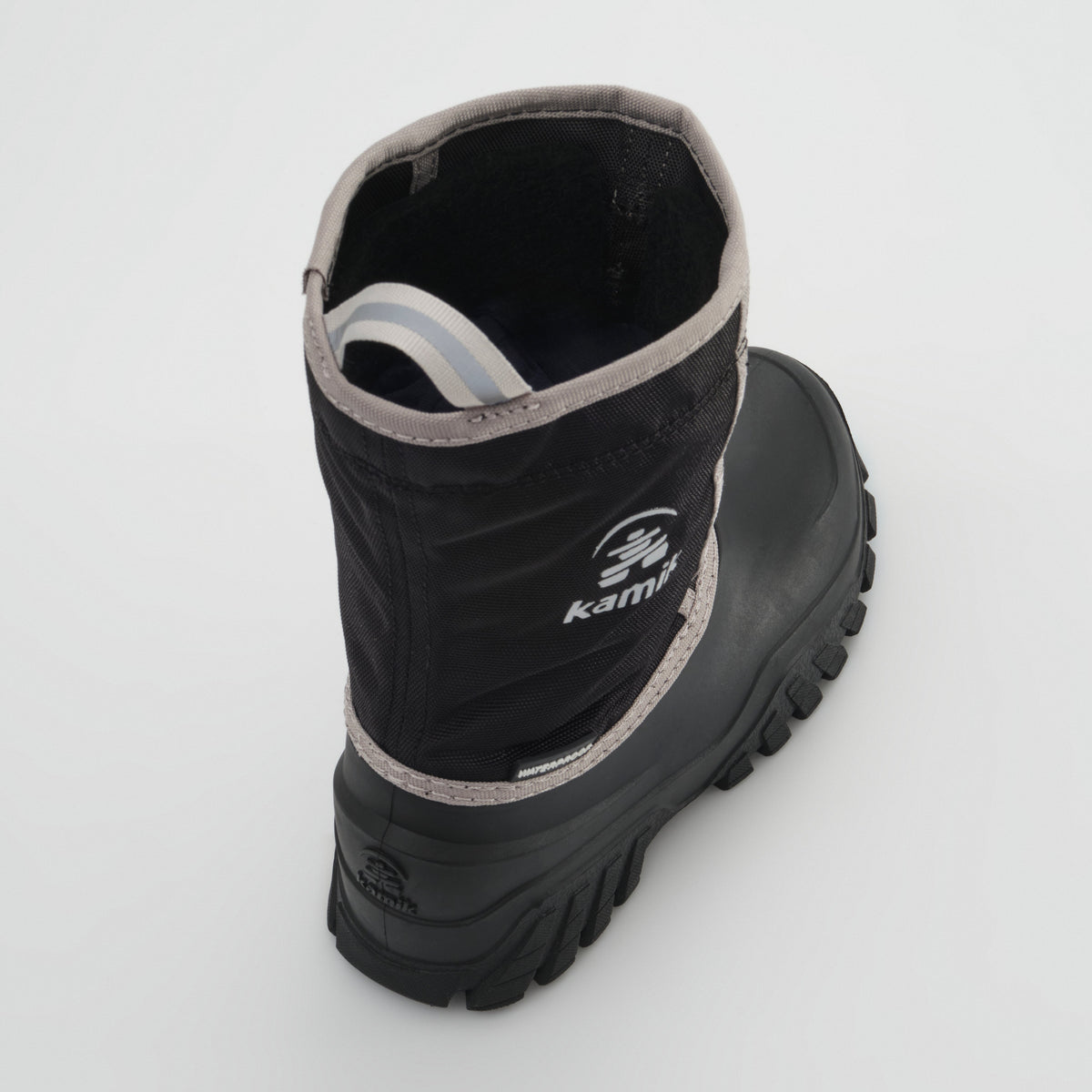 Black-Charcoal : Freezie Kids Winter Boots - Three-Quarter Top View