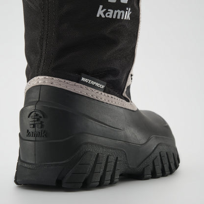 Black-Charcoal : Freezie Kids Winter Boots - Close-up Back View