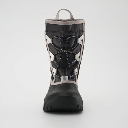 Black-Charcoal : Freezie Kids Winter Boots - Front View