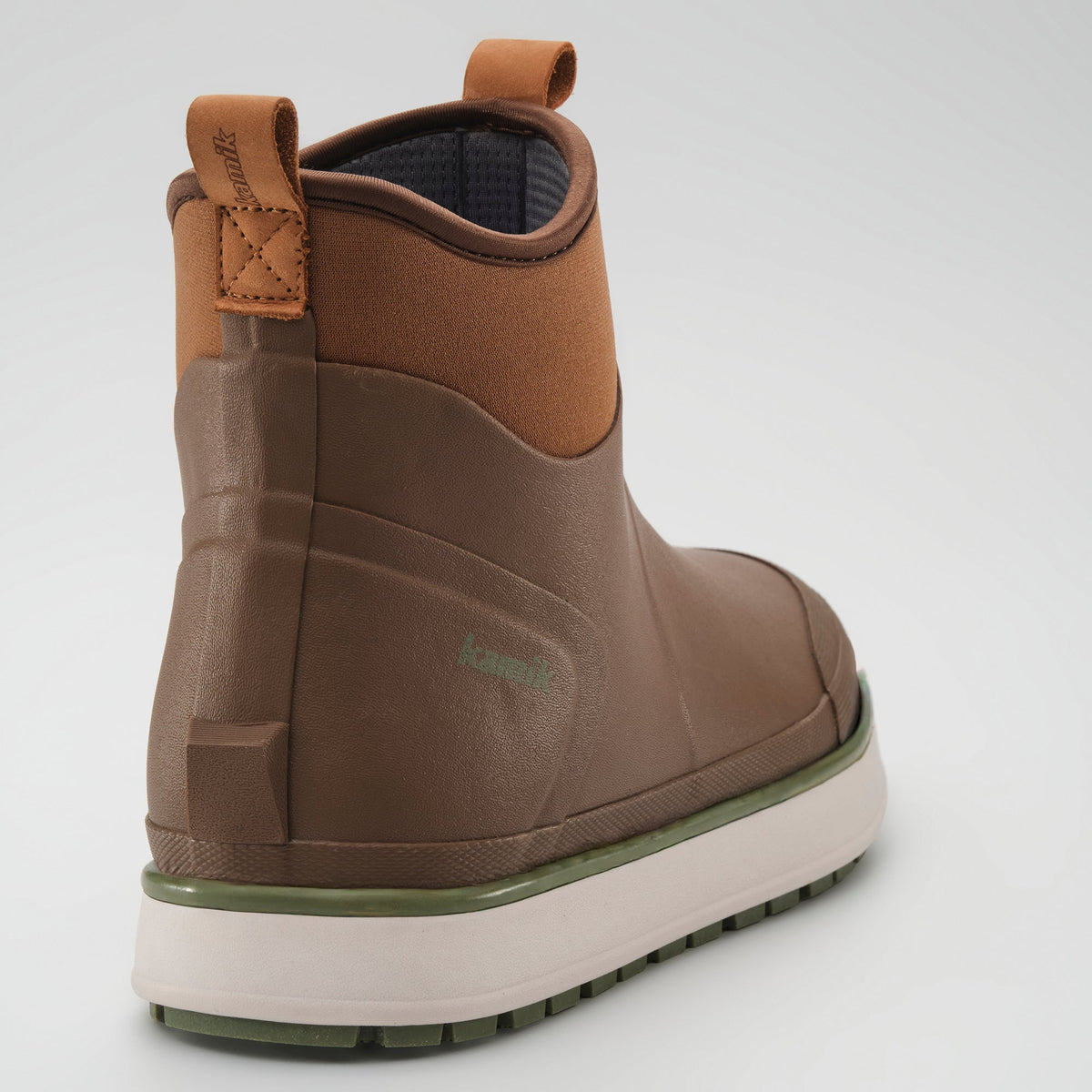 Dark Brown : Lowtide Men's Rain Boots - Three-Quarter Back View