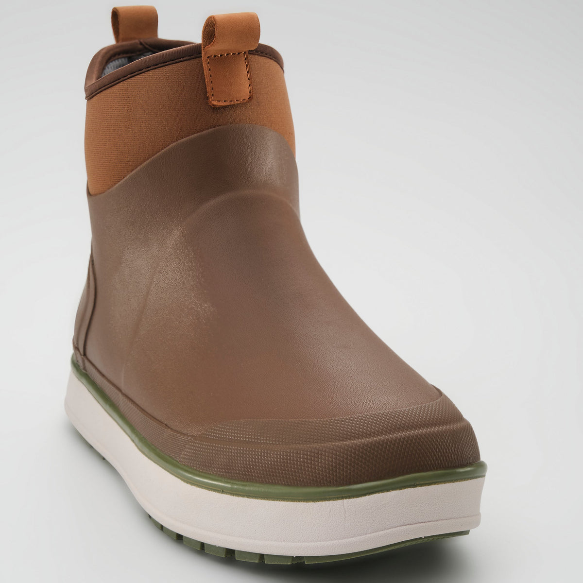 Dark Brown : Lowtide Men's Rain Boots - Three-Quarter Front View