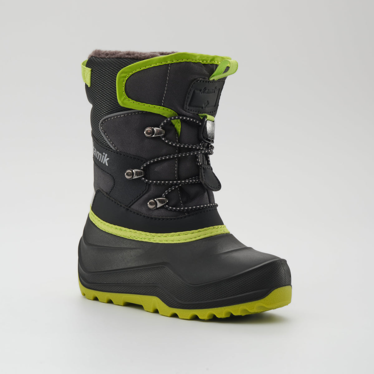 Charcoal-Lime : Luke EZ Kids Winter Boots - Main View