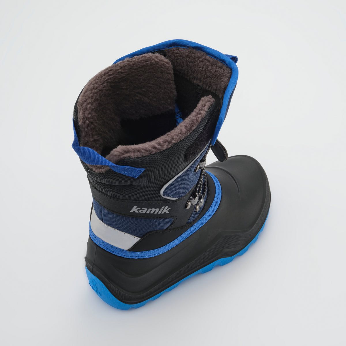 Navy : Luke EZ Kids Winter Boots - Three-Quarter Back View
