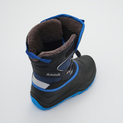 Navy : Luke EZ Kids Winter Boots - Three-Quarter Back View