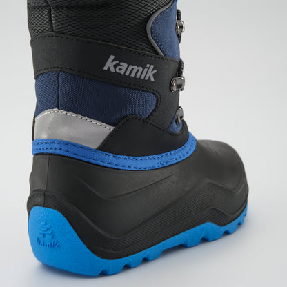 Navy : Luke EZ Kids Winter Boots - Close-up Back View