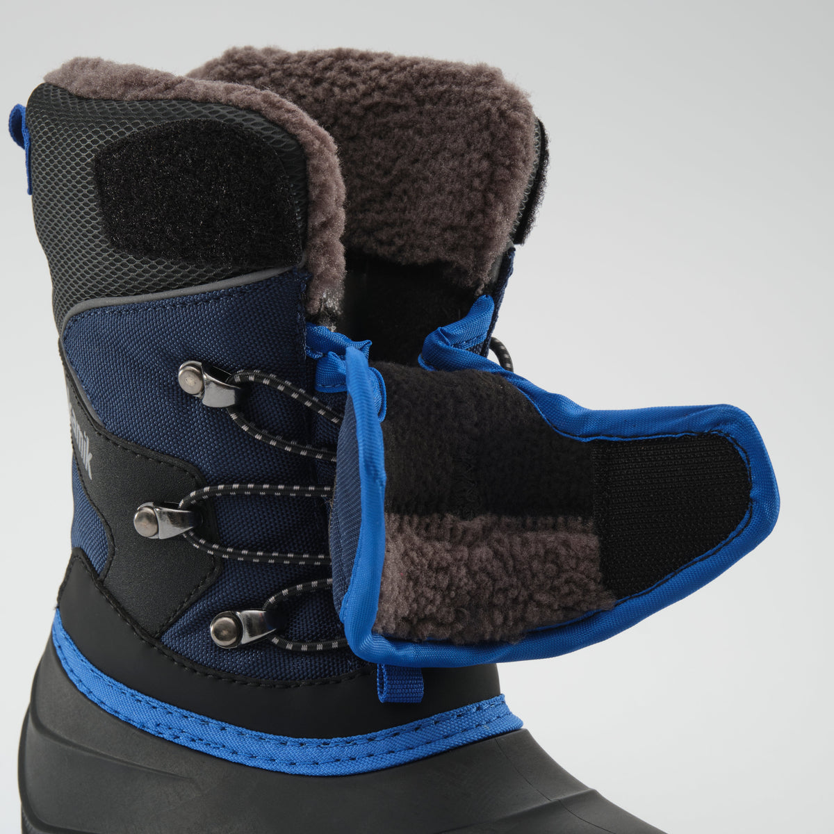 Navy : Luke EZ Kids Winter Boots - EZ-ON-OFF View