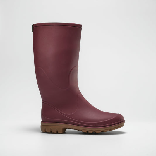 Burgundy : Miranda Women's Rain Boots - Side View