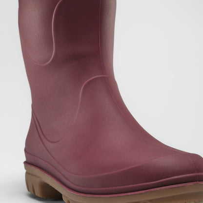 Burgundy : Miranda Women's Rain Boots - Three-Quarter View Close-up