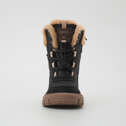 Black-Brown : Seeker F Kids Winter Boots - Front View