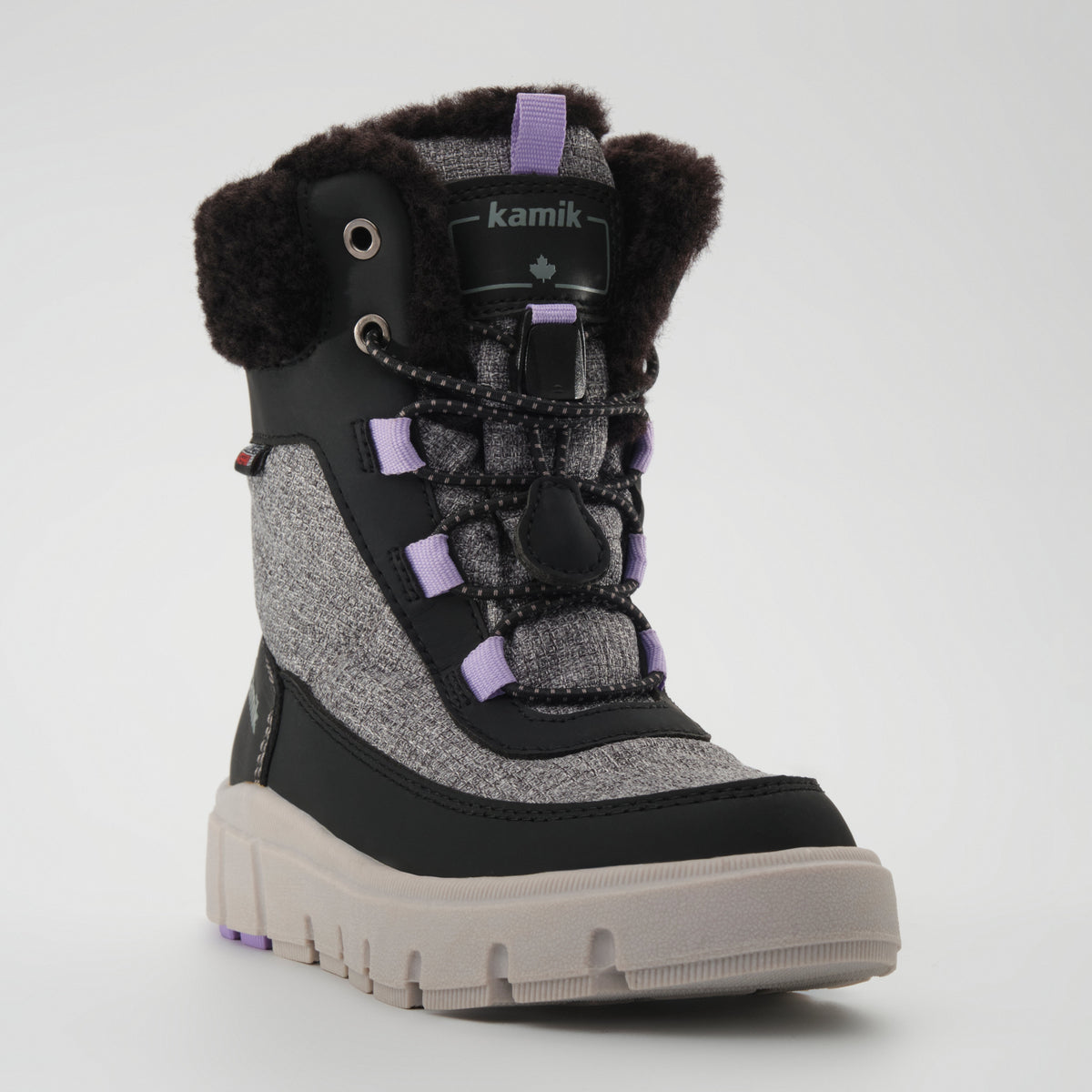 Charcoal : Seeker F Kids Winter Boots - Three-Quarter Front View