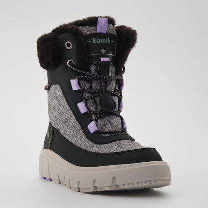 Charcoal : Seeker F Kids Winter Boots - Three-Quarter Front View