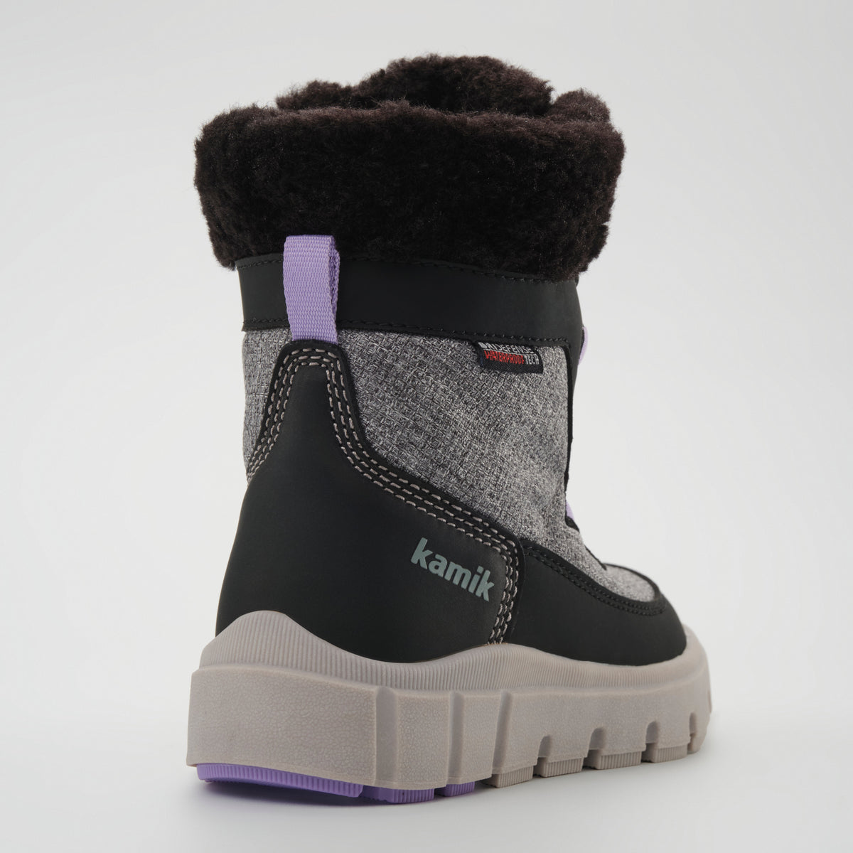 Charcoal : Seeker F Kids Winter Boots - Three-Quarter Back View