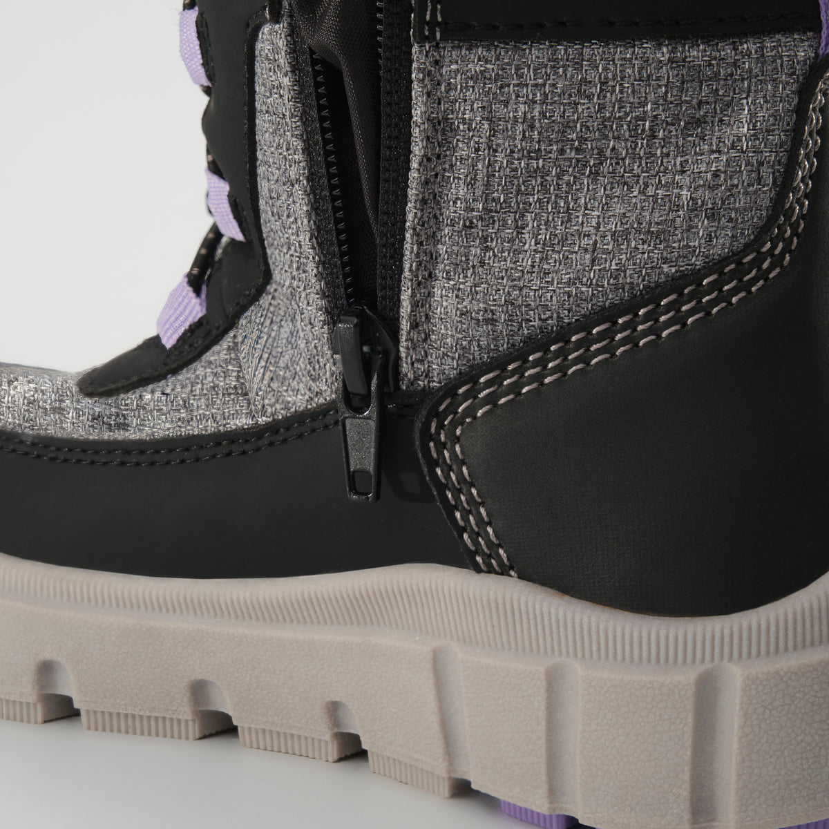 Charcoal : Seeker F Kids Winter Boots - Close-up Side View