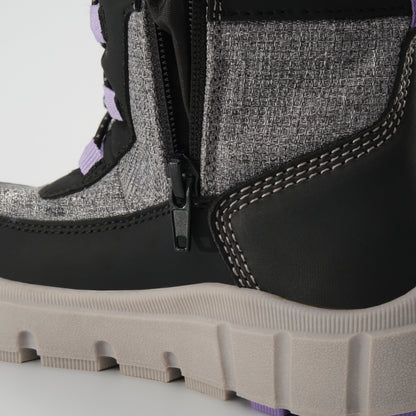 Charcoal : Seeker F Kids Winter Boots - Close-up Side View