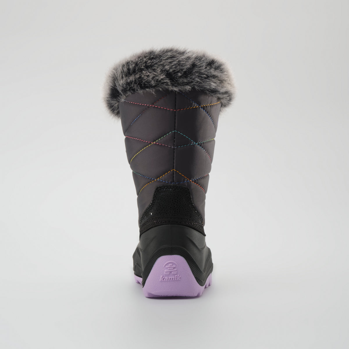 Charcoal-Purple : Snowangel Kids Winter Boots - Back View