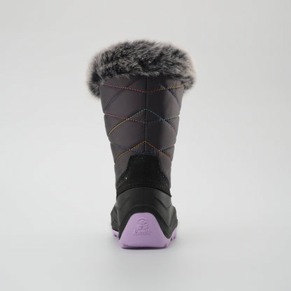 Charcoal-Purple : Snowangel Kids Winter Boots - Back View