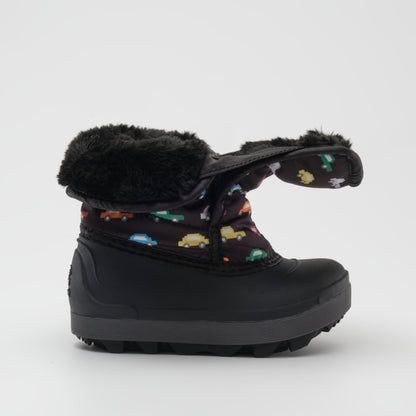 Black : Snowbug 7 Print Toddlers Winter Boots - Open Side View