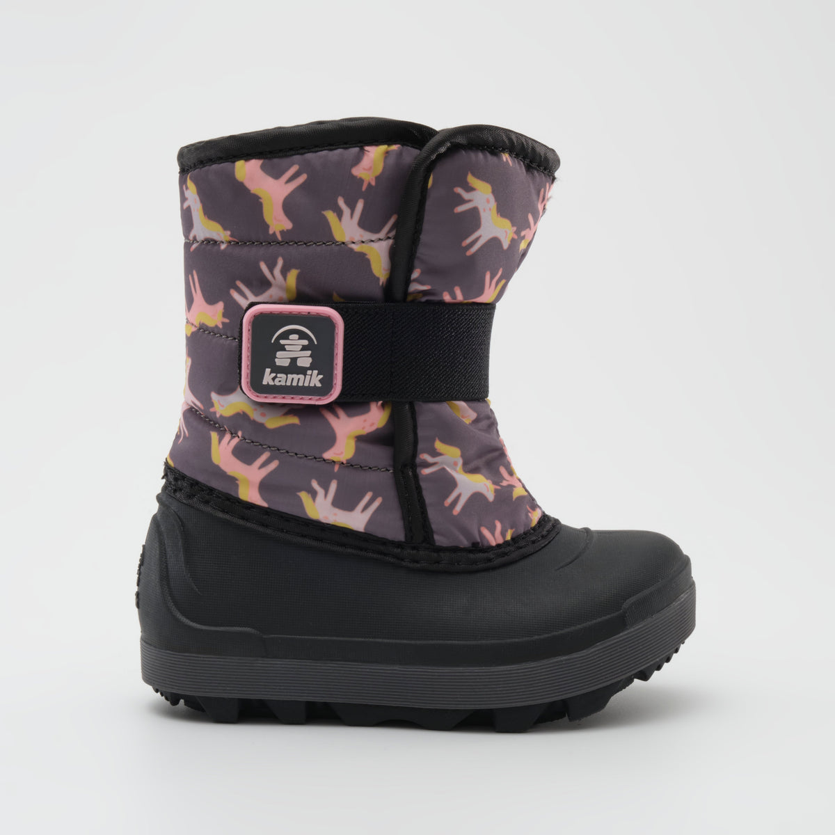 Charcoal : Snowbug 7 Print Toddlers Winter Boots - Front View