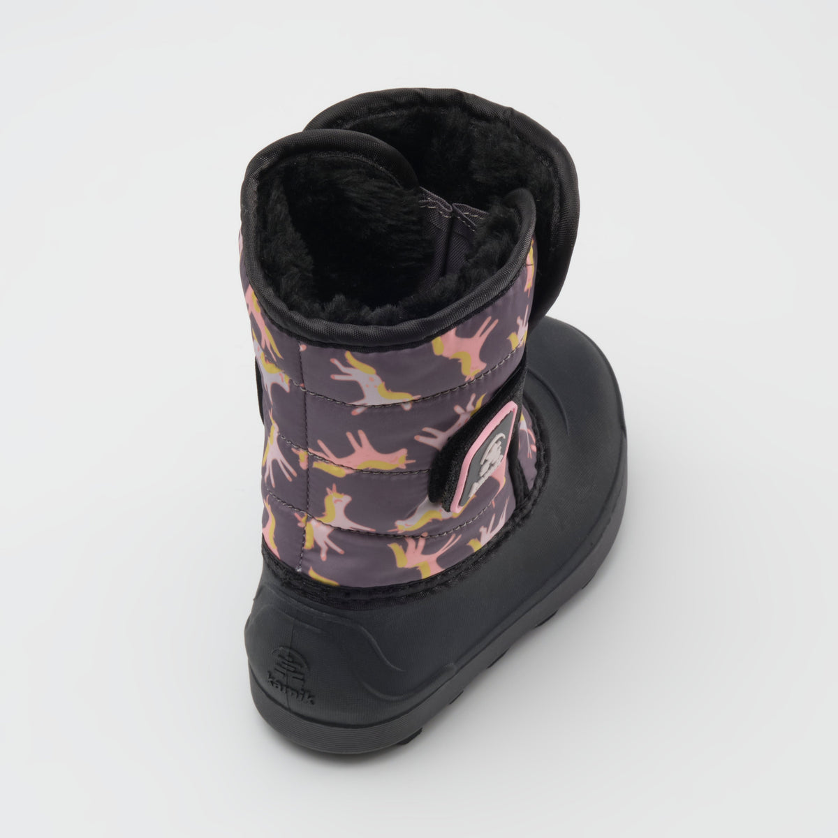 Charcoal : Snowbug 7 Print Toddlers Winter Boots - Three-Quarter Back View