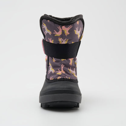 Charcoal : Snowbug 7 Print Toddlers Winter Boots - Front View