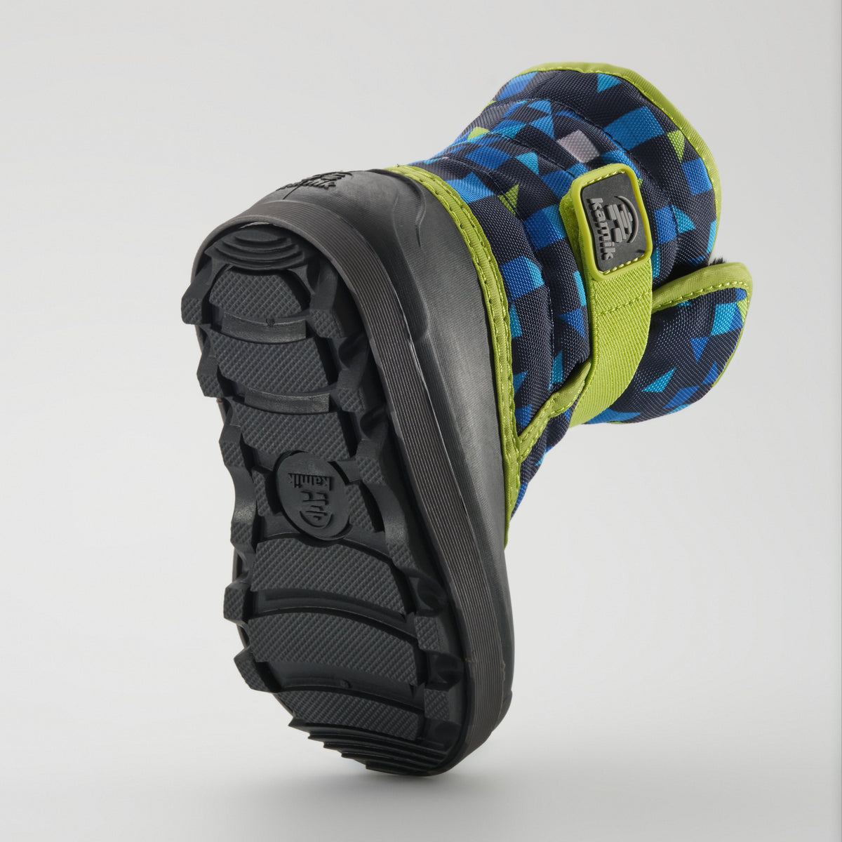 Navy-Lime : Snowbug 7 Print Toddlers Winter Boots - Outsole View