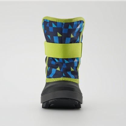 Navy-Lime : Snowbug 7 Print Toddlers Winter Boots - Front View