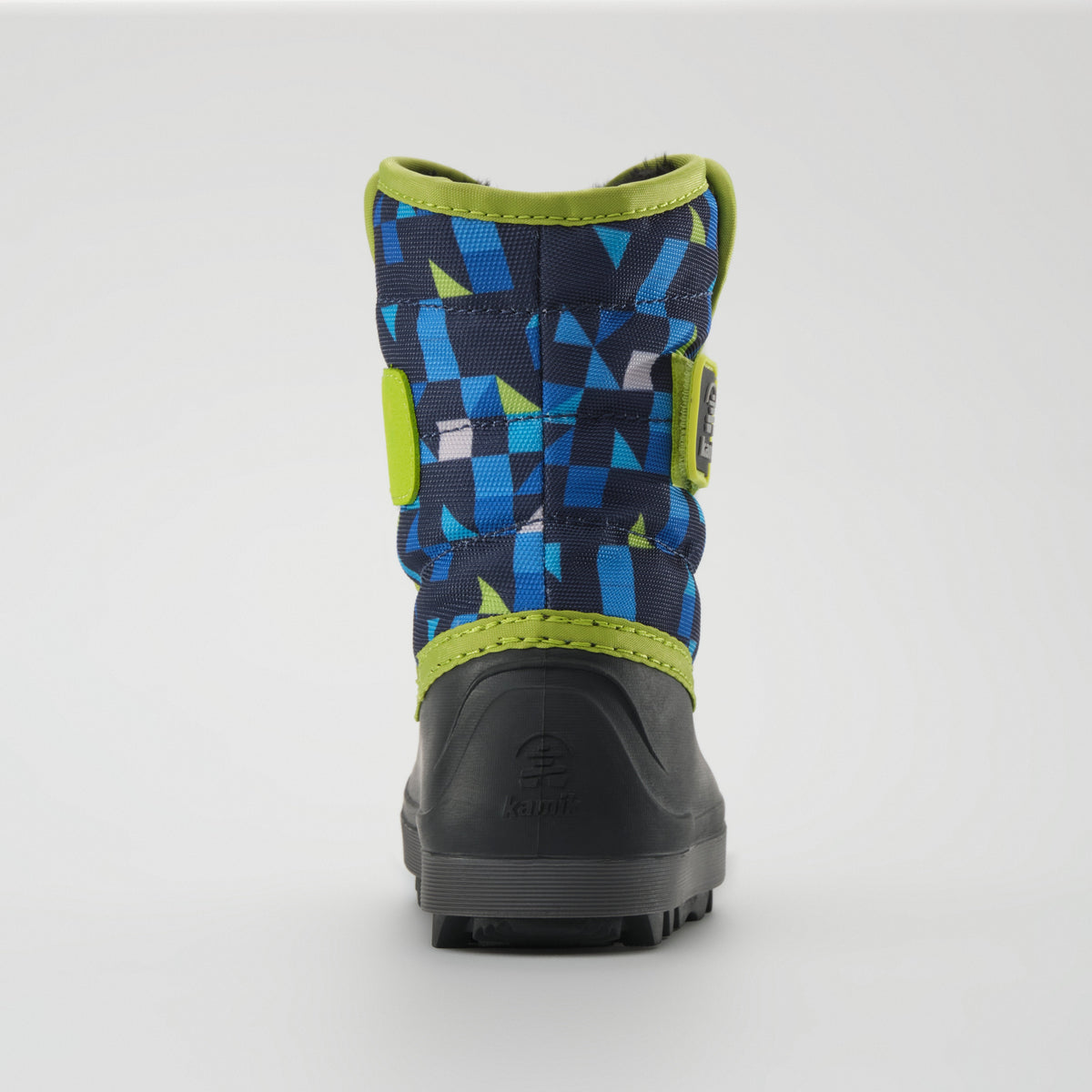 Navy-Lime : Snowbug 7 Print Toddlers Winter Boots - Back View