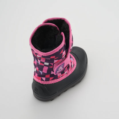 Purple-Pink : Snowbug 7 Print Toddlers Winter Boots - Three-Quarter Back View