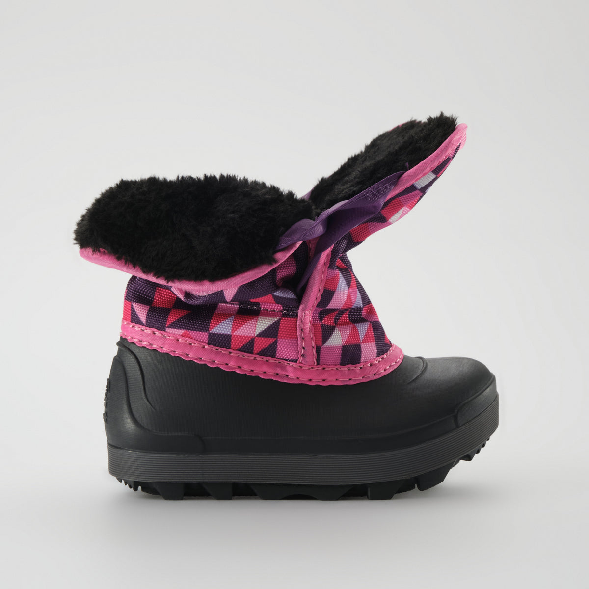 Purple-Pink : Snowbug 7 Print Toddlers Winter Boots - Open Side View
