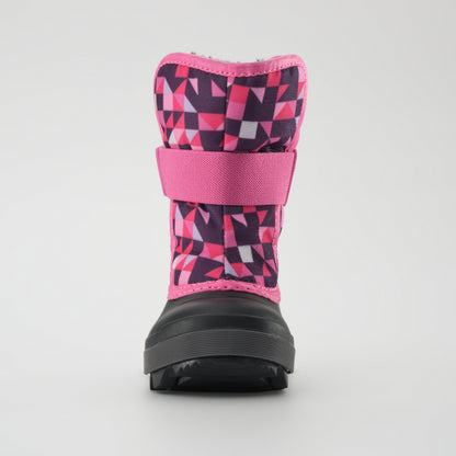 Purple-Pink : Snowbug 7 Print Toddlers Winter Boots - Front View