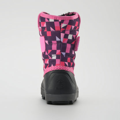 Purple-Pink : Snowbug 7 Print Toddlers Winter Boots - Back View