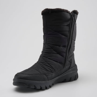Black : Snowdon Zip Wide Women's Winter Boots - Three-Quarter Front View