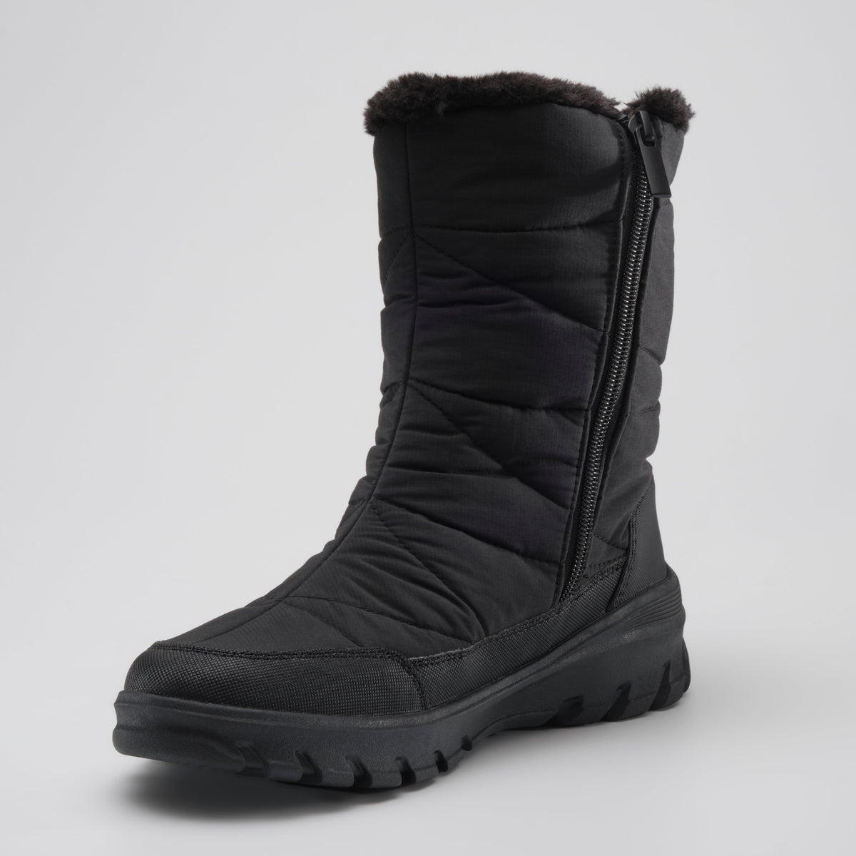 Black : Snowdon Zip Women's Winter Boots - Three-Quarter Front View