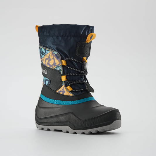 Navy-Yellow : Snowfall P 3 Kids Winter Boots - Main View