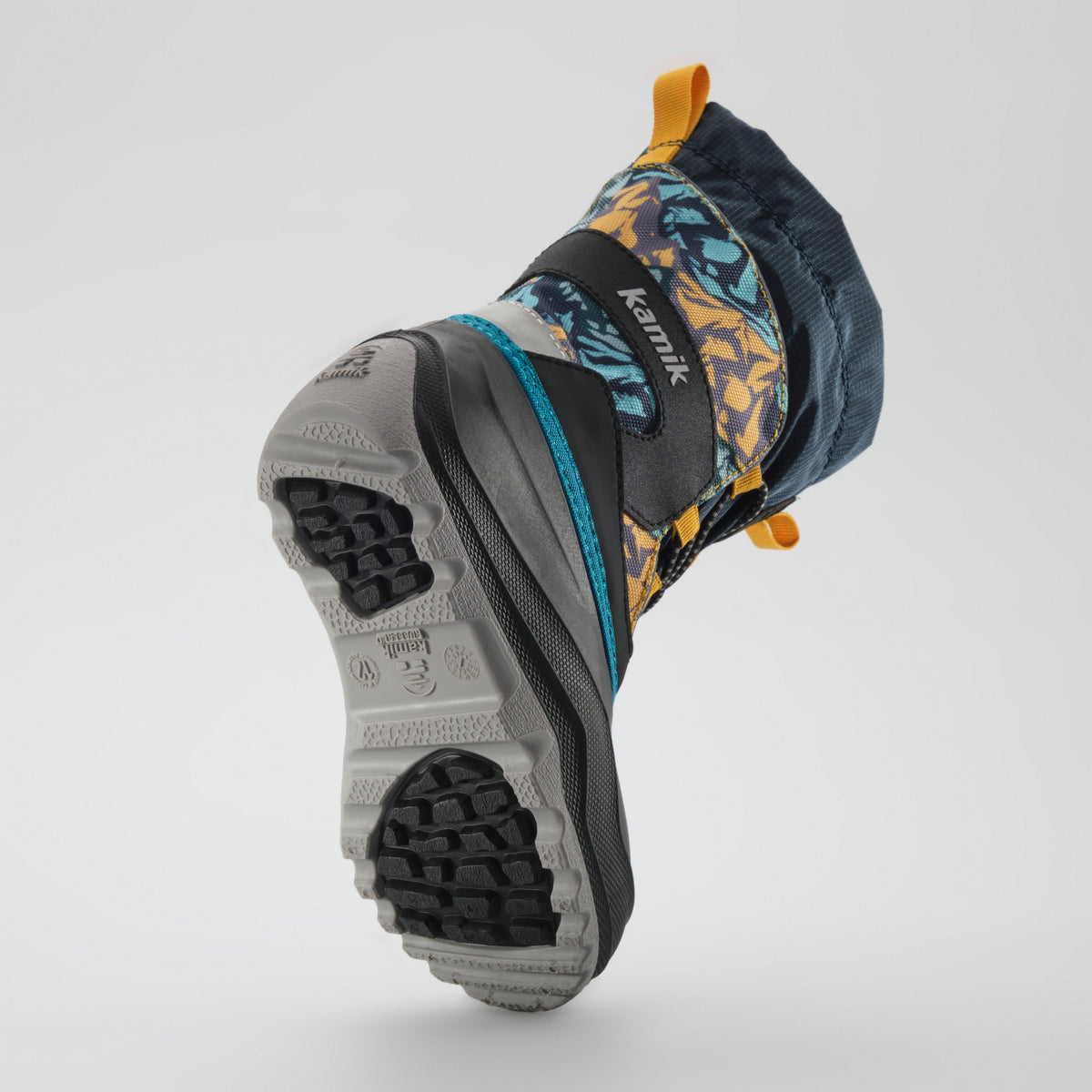 Navy-Yellow : Snowfall P 3 Kids Winter Boots - Outsole View