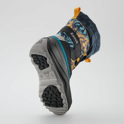 Navy-Yellow : Snowfall P 3 Kids Winter Boots - Outsole View