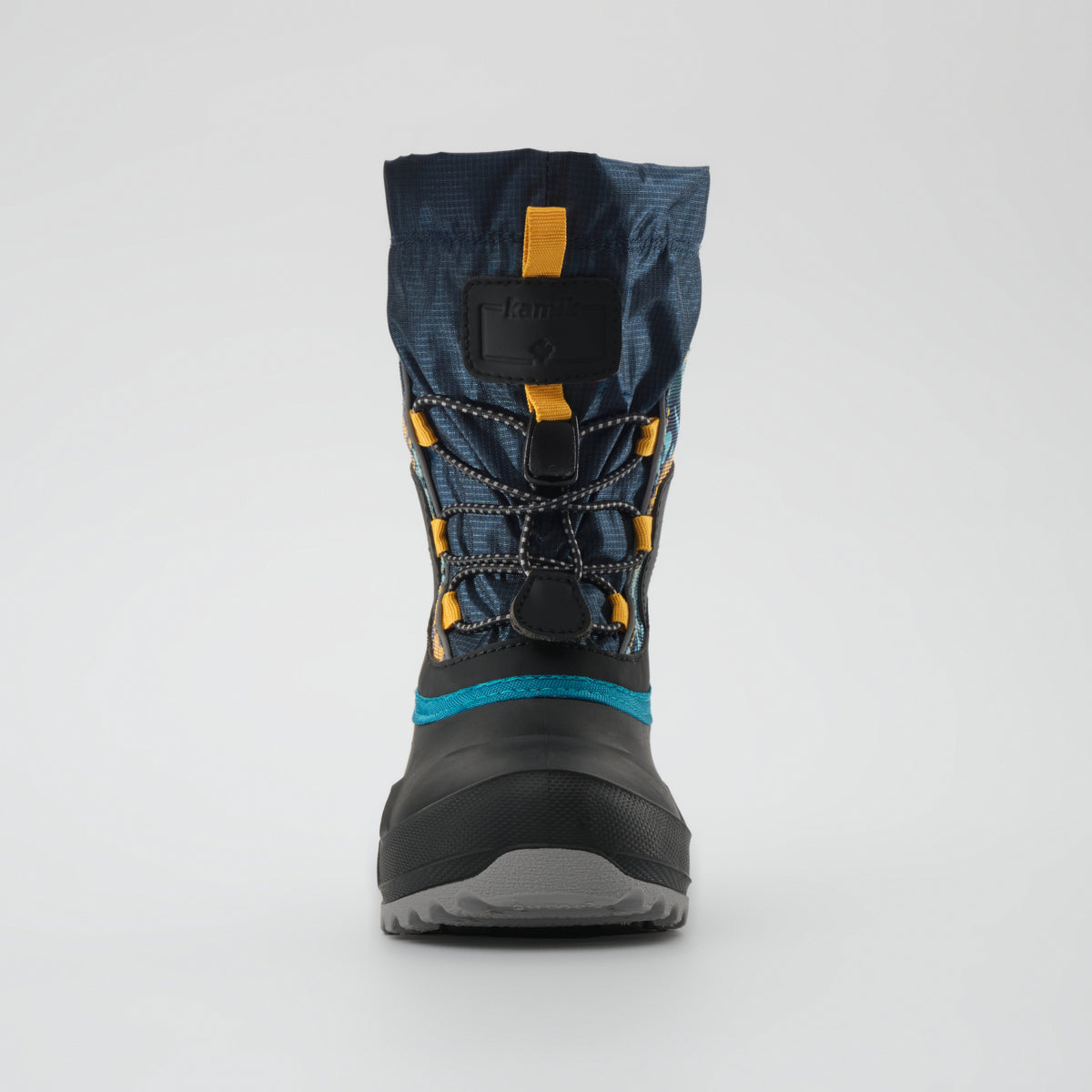 Navy-Yellow : Snowfall P 3 Kids Winter Boots - Front View