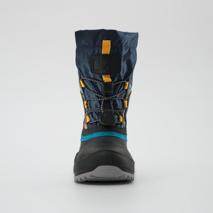 Navy-Yellow : Snowfall P 3 Kids Winter Boots - Front View