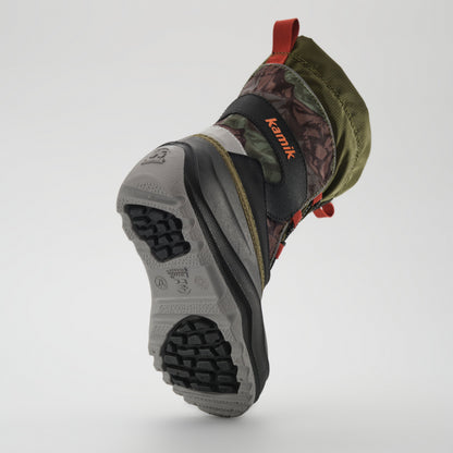 Olive-Orange : Snowfall P 3 Kids Winter Boots - Outsole View