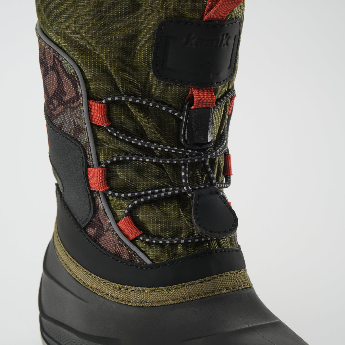 Olive-Orange : Snowfall P 3 Kids Winter Boots - Laces View