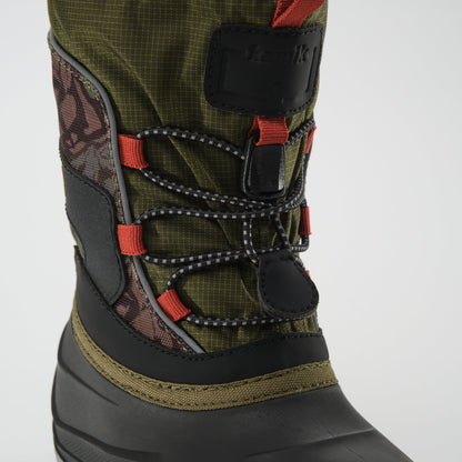 Olive-Orange : Snowfall P 3 Kids Winter Boots - Laces View