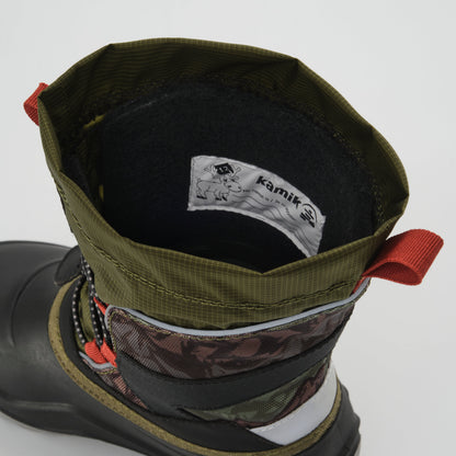 Olive-Orange : Snowfall P 3 Kids Winter Boots - Inside View