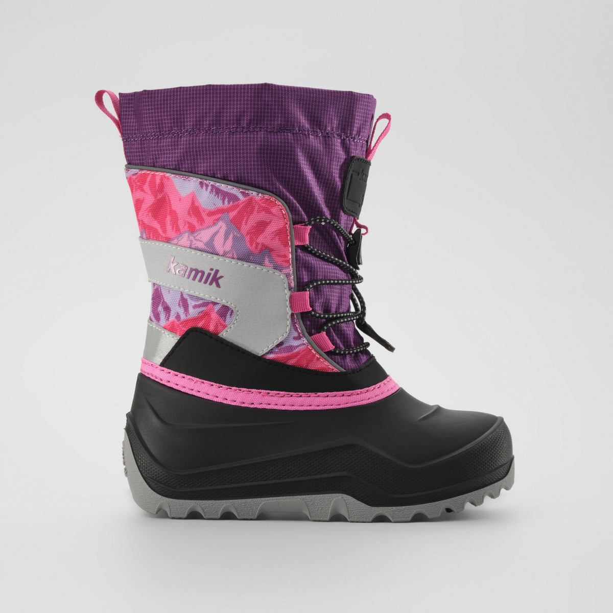 Purple-Pink : Snowfall P 3 Kids Winter Boots - Side View