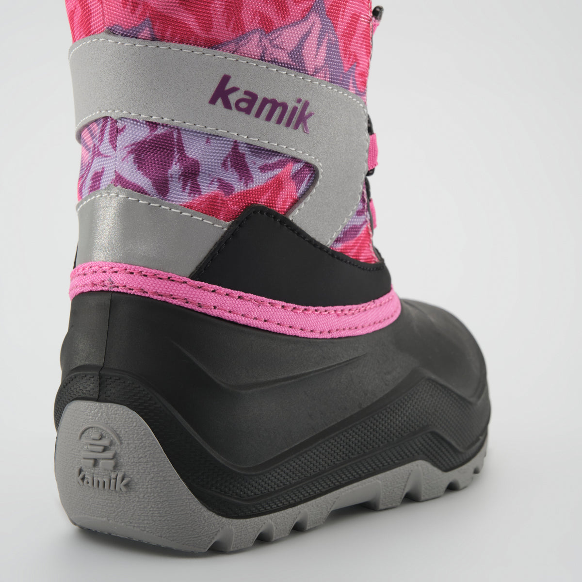 Purple-Pink : Snowfall P 3 Kids Winter Boots - Close-up Back View