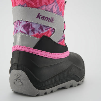 Purple-Pink : Snowfall P 3 Kids Winter Boots - Close-up Back View
